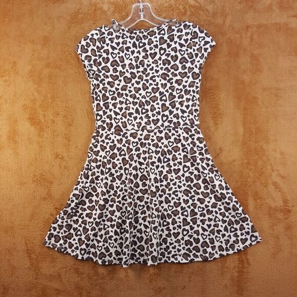 CHILDRENS PLACE Girls Dress Large Brown Leopard Pullover Cold Shoulder Unicorn - Picture 5 of 7